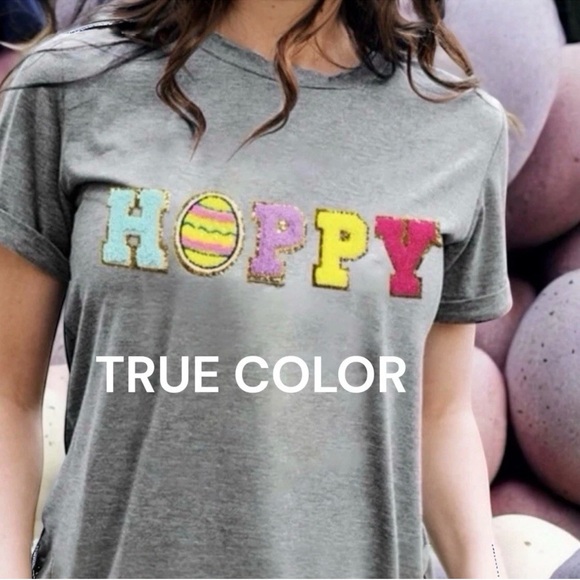 Hoppy Easter grey soft loose fit Easter holiday tee SMALL - Picture 7 of 7